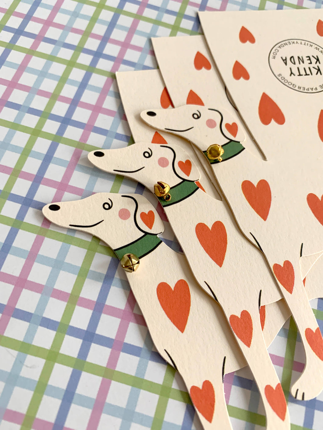 Standing Loveheart Whippet Shaped Dog Card